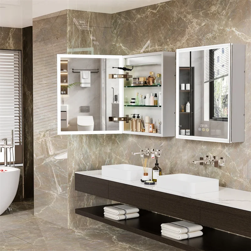Meuble salle de bain miroir lumineux mural