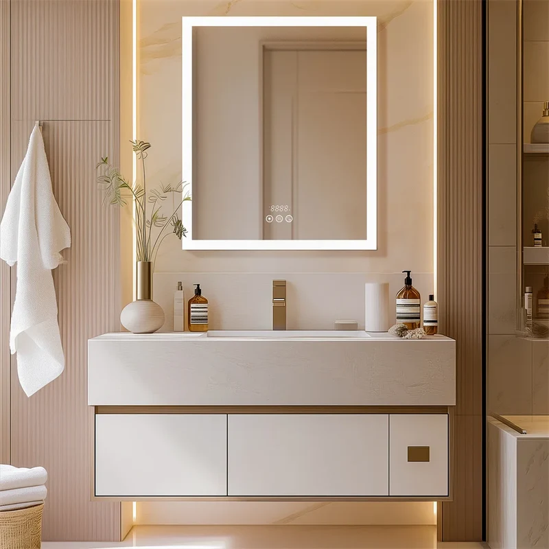Meuble salle de bain miroir lumineux mural