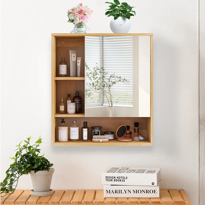 Armoire murale salle de bain bois avec miroir