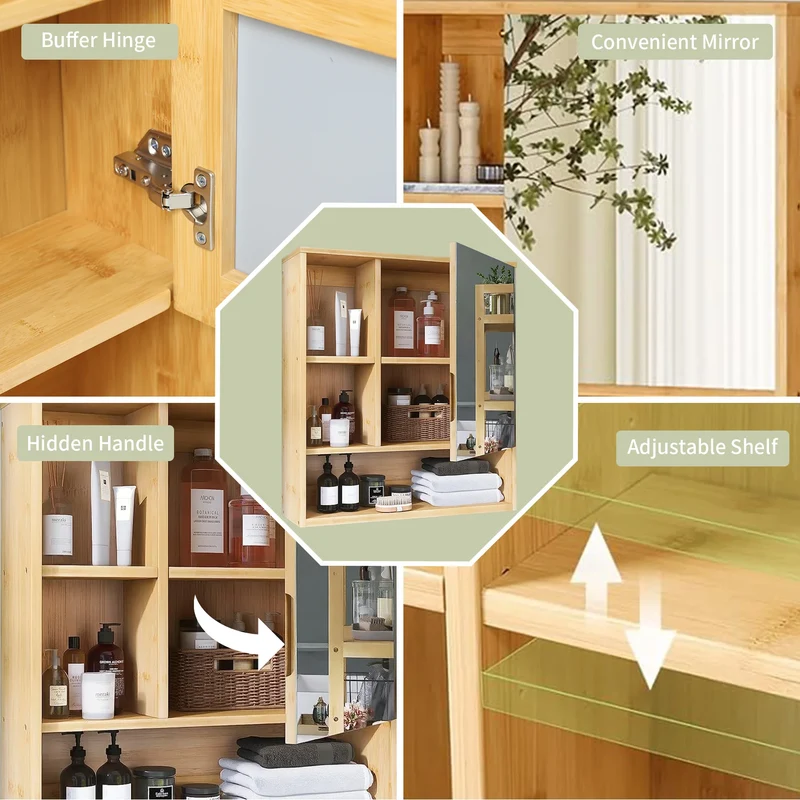 Armoire murale salle de bain bois avec miroir