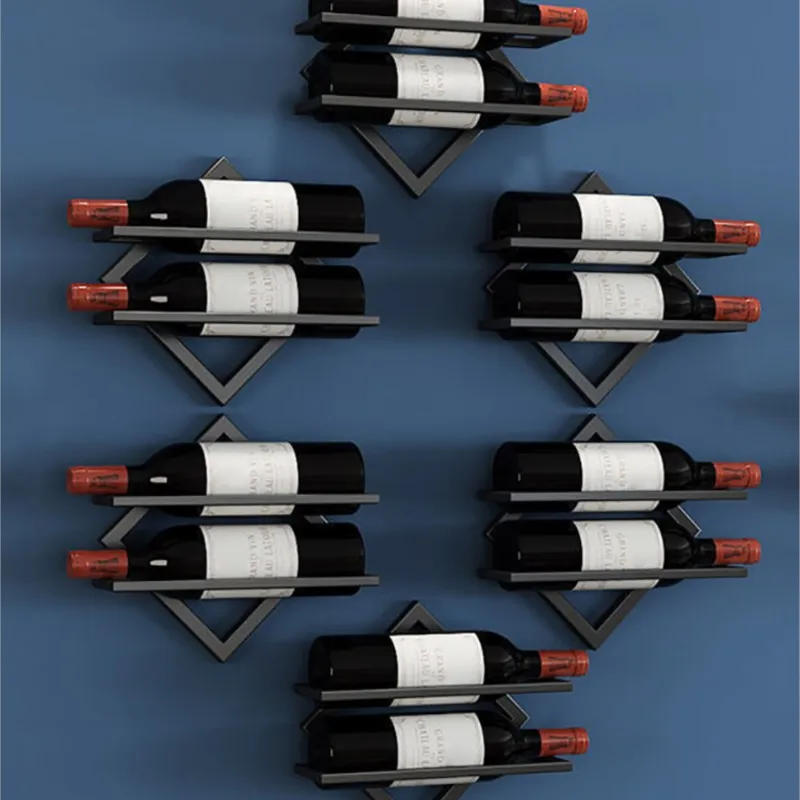 Etagère murale vin métallique avec support losange
