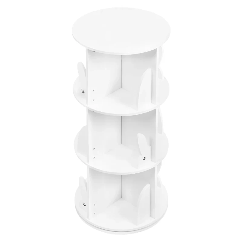 Bibliothèque rotative ronde en bois blanc