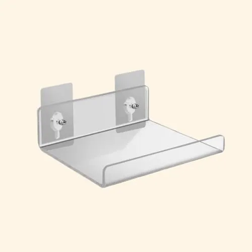 Etagère murale salle de bain sans percer transparente