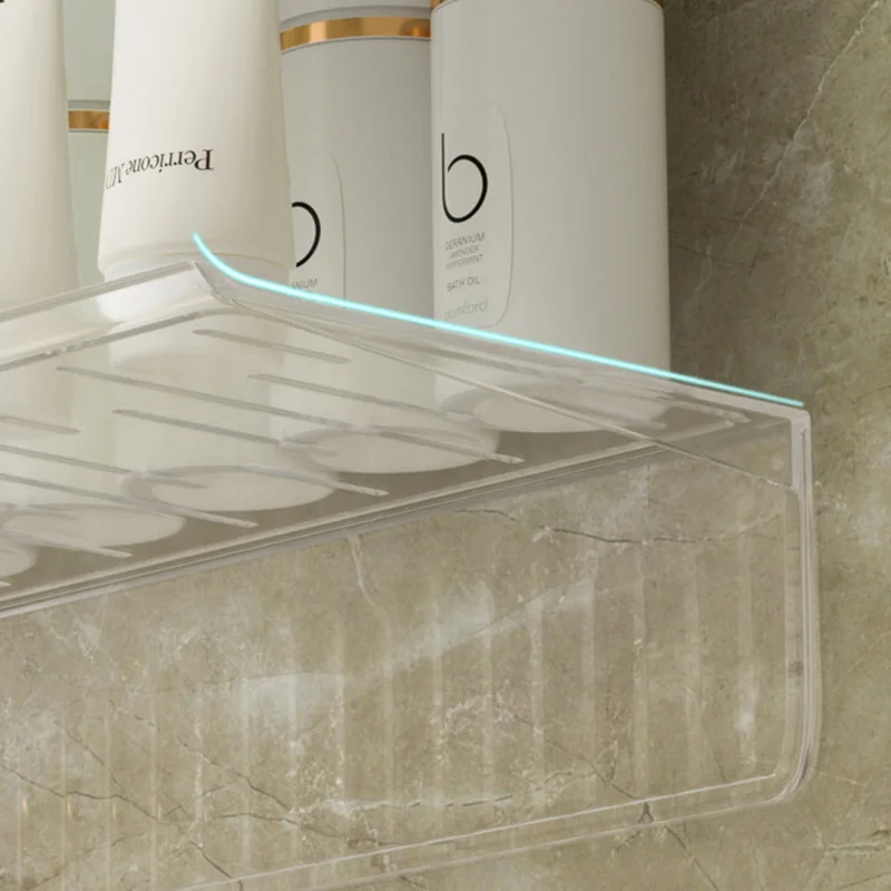 Etagère murale salle de bain sans percer transparente