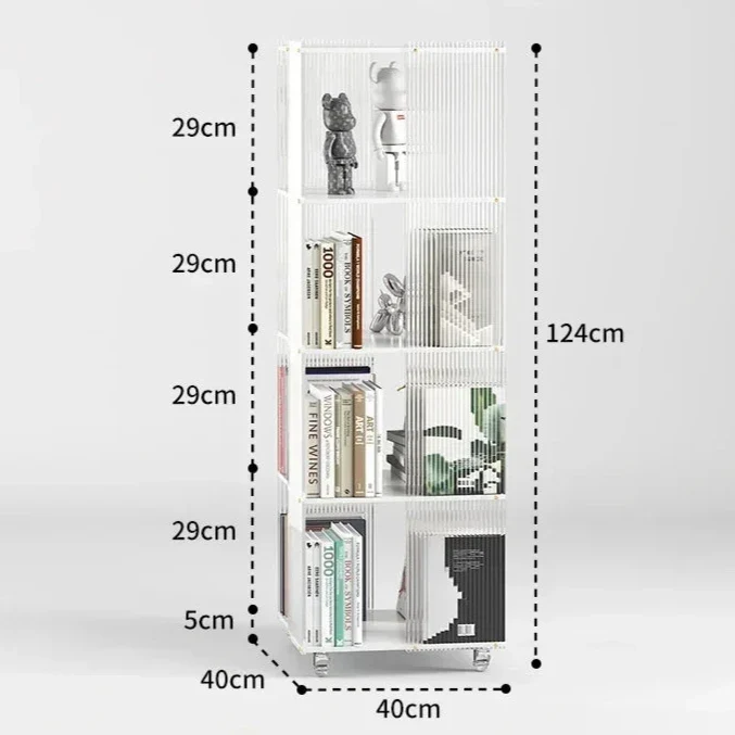 Bibliothèque étagères bois blanc et plexiglas