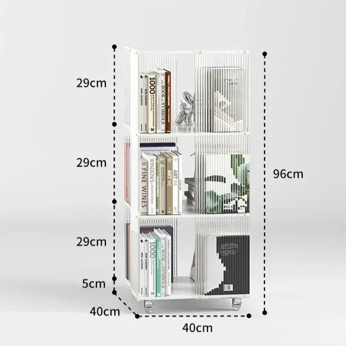 Bibliothèque étagères bois blanc et plexiglas