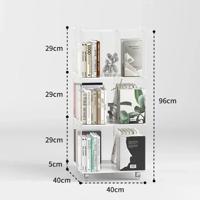 Bibliothèque étagères bois blanc et plexiglas