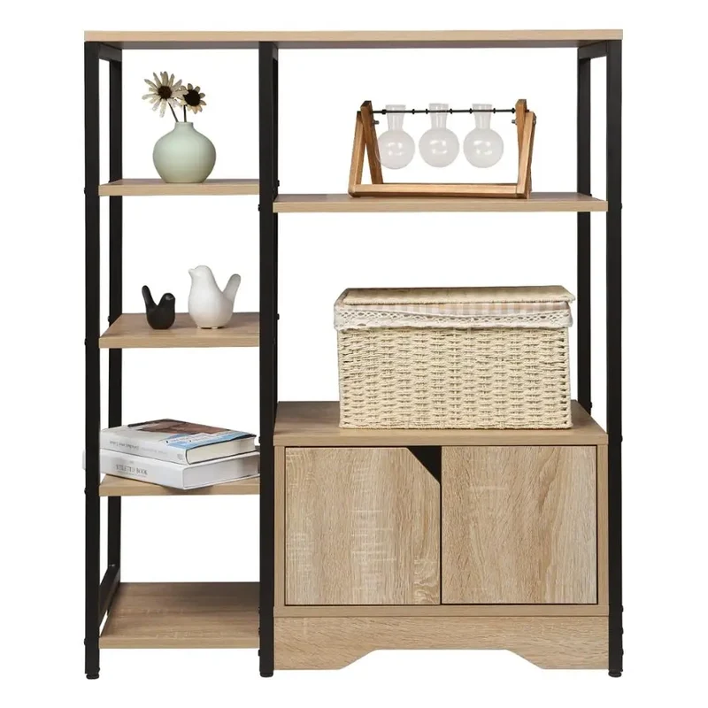 Meuble de rangement bois et noir multicompartimenté