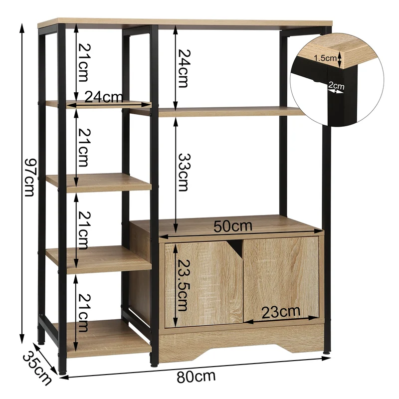 Meuble de rangement bois et noir multicompartimenté