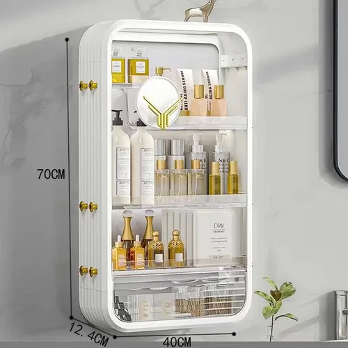 Meuble étagère haut pour salle de bain plexiglas à rangement multiples
