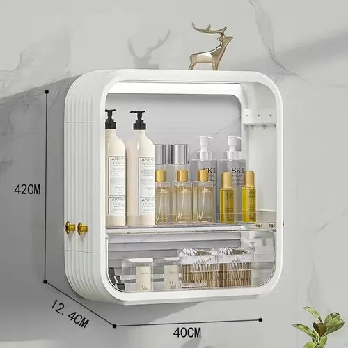 Meuble étagère haut pour salle de bain plexiglas à rangement multiples