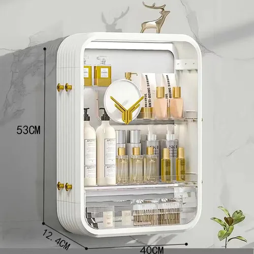 Meuble étagère haut pour salle de bain plexiglas à rangement multiples