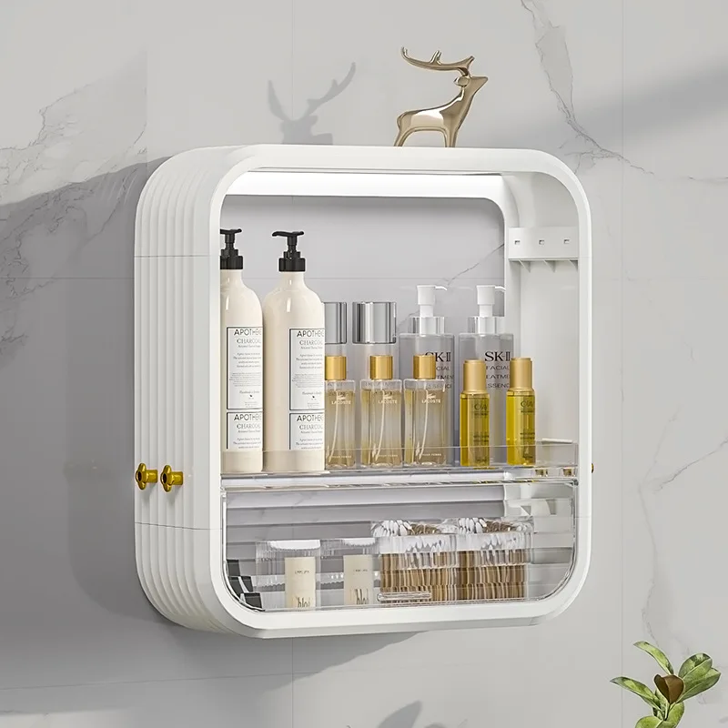 Meuble étagère haut pour salle de bain plexiglas à rangement multiples