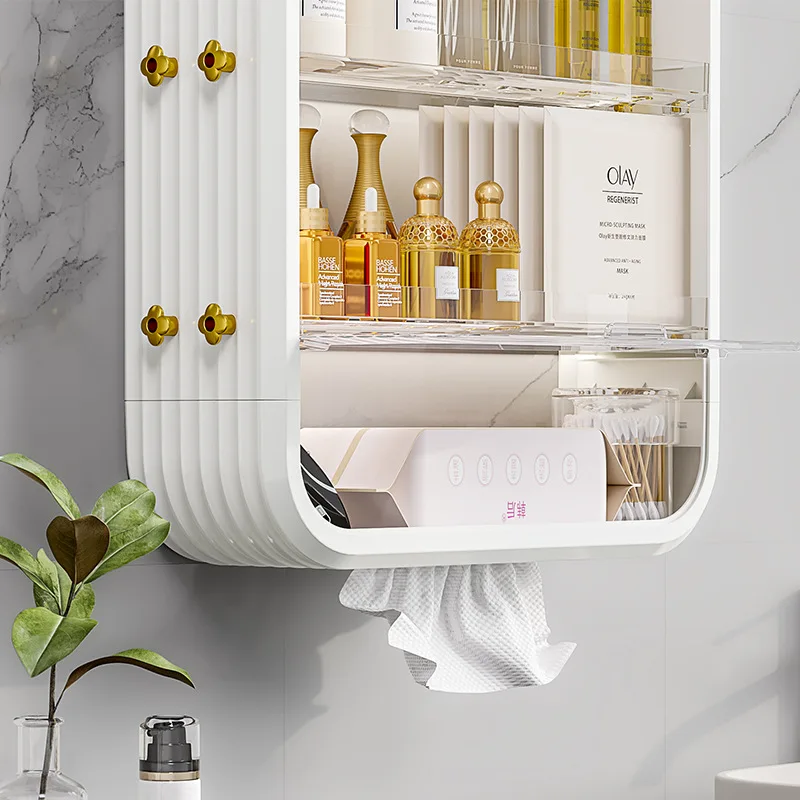 Meuble étagère haut pour salle de bain plexiglas à rangement multiples