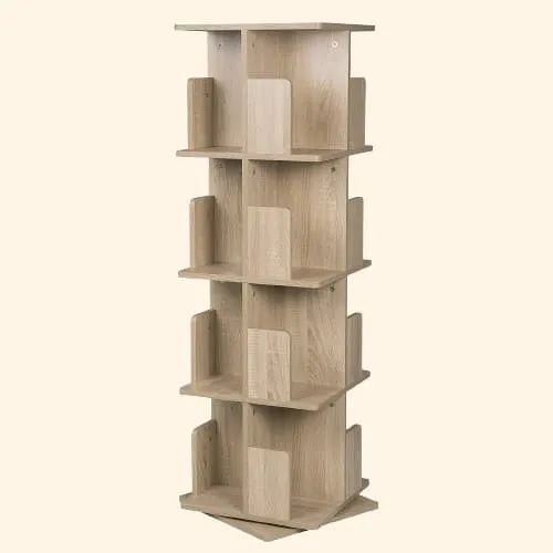 Bibliothèque rotative verticale design en bois 40x40cm
