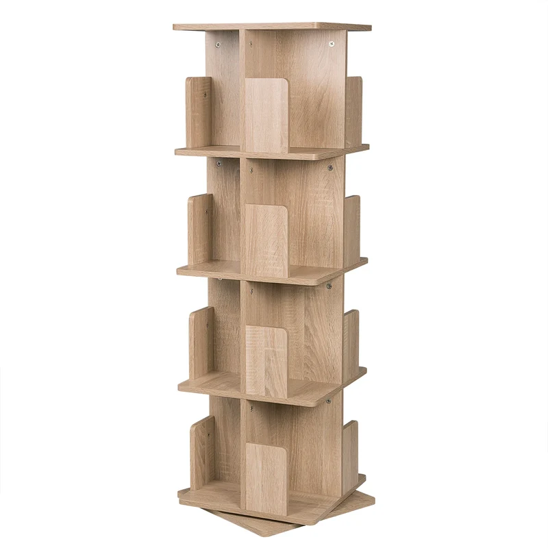 Bibliothèque rotative verticale design en bois 40x40cm