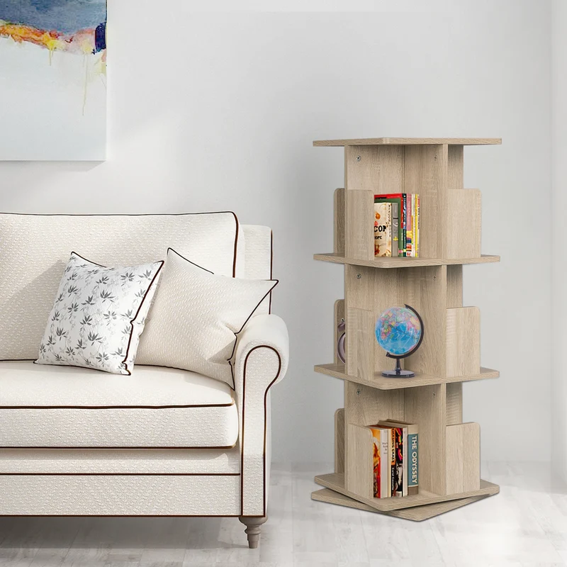 Bibliothèque rotative verticale design en bois 40x40cm
