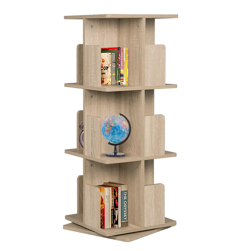 Bibliothèque rotative verticale design en bois 40x40cm