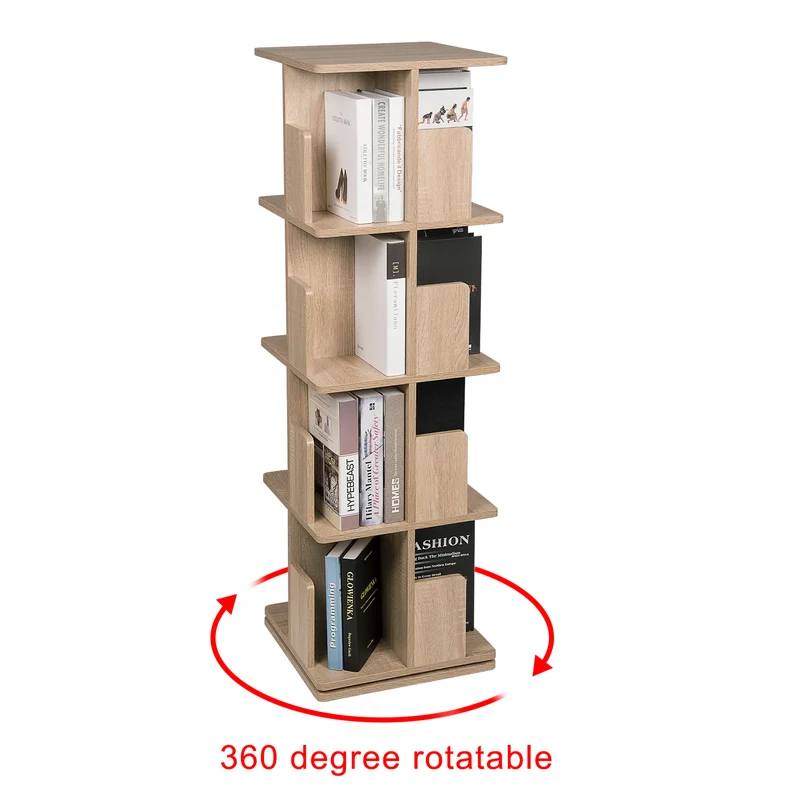 Bibliothèque rotative verticale design en bois 40x40cm