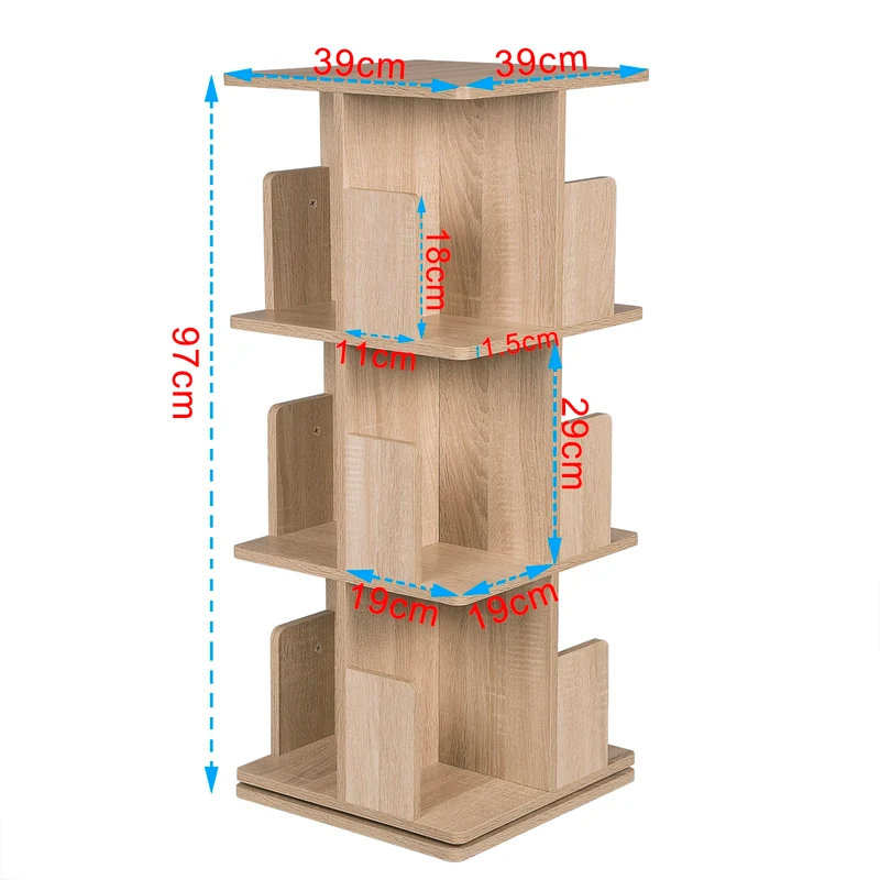Bibliothèque rotative verticale design en bois 40x40cm