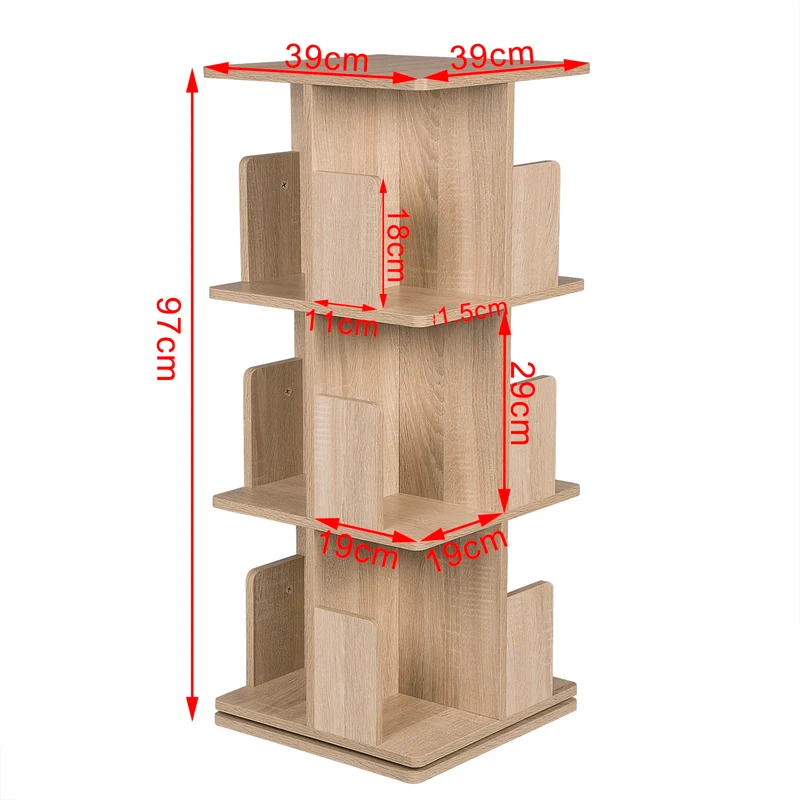 Bibliothèque rotative verticale design en bois 40x40cm