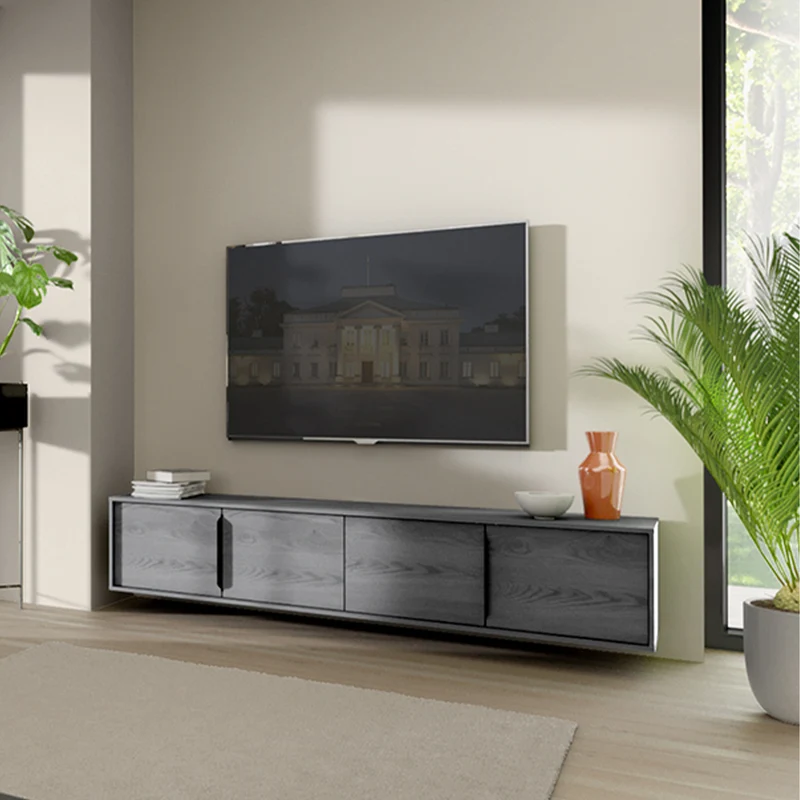 Meuble TV mural 4 portes 200 cm Boris Gris
