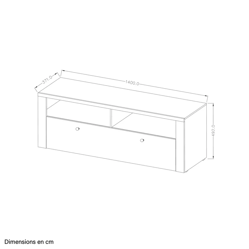 Meuble TV 1 porte 140 cm Amaury Bois