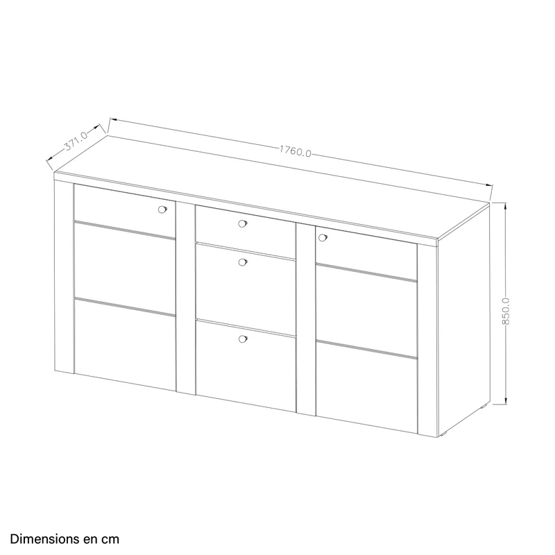 Buffet 2 portes 3 tiroirs Amaury Bois Blanc