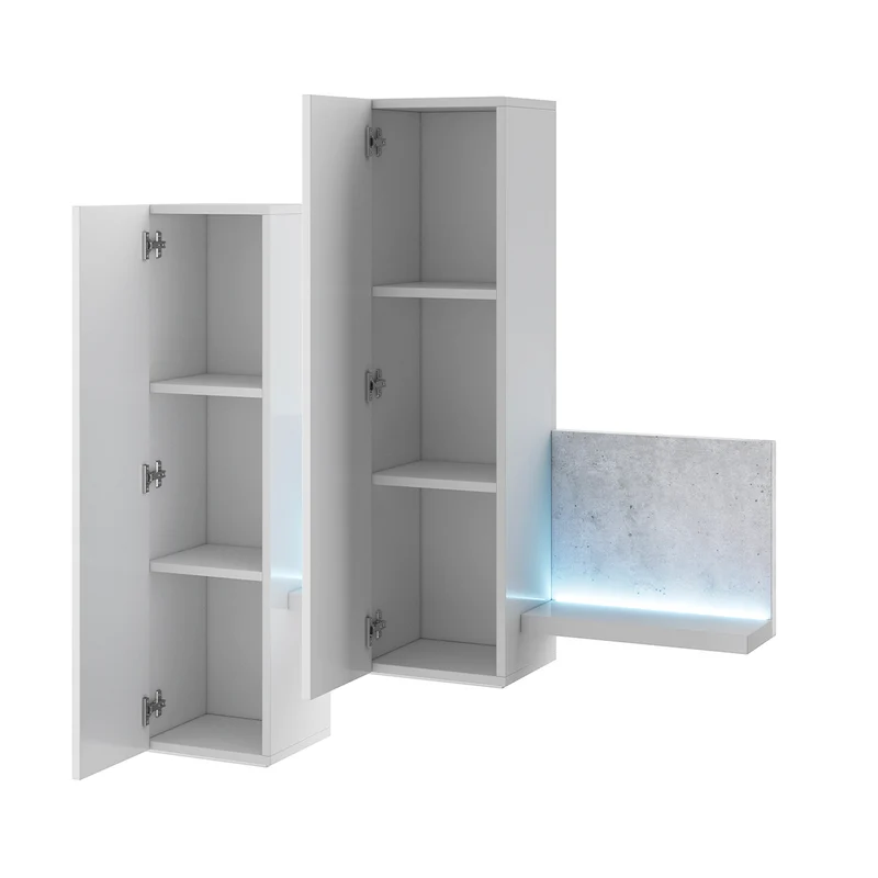 Étagère et armoire murale 150 cm Ilyes Blanc et Béton