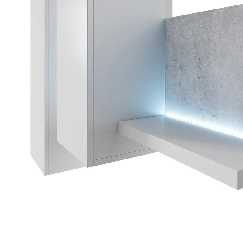 Étagère et armoire murale 150 cm Ilyes Blanc et Béton