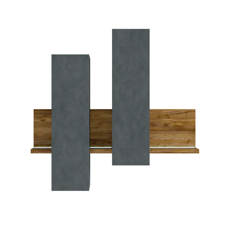 Étagère et armoire murale 150 cm Ilyes Gris et Bois