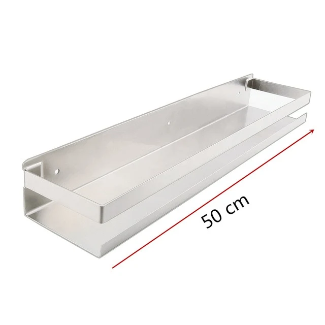 Etagère murale en métal rectangulaire avec rebord anti chute pour salle de bain