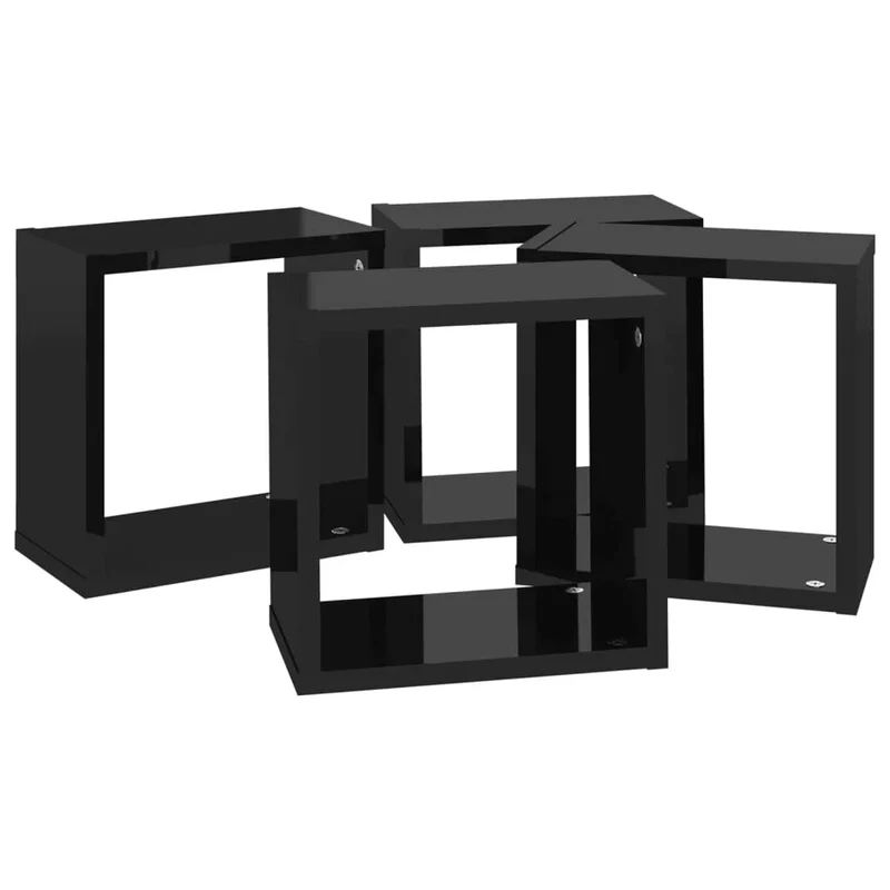 Etagère murale cube noir sans fond ( lot de 4)