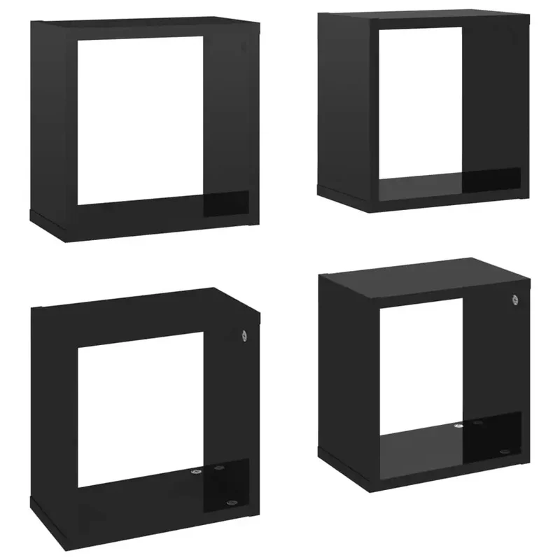 Etagère murale cube noir sans fond ( lot de 4)