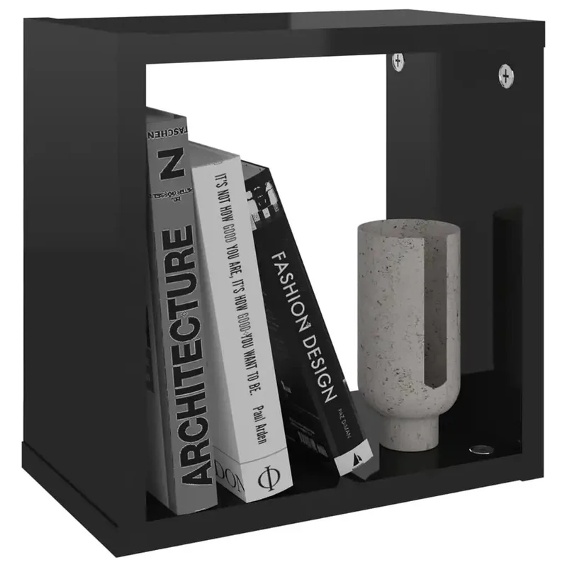 Etagère murale cube noir sans fond ( lot de 4)
