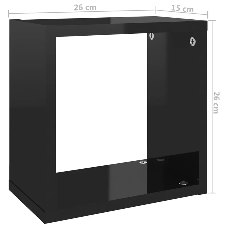 Etagère murale cube noir sans fond ( lot de 4)