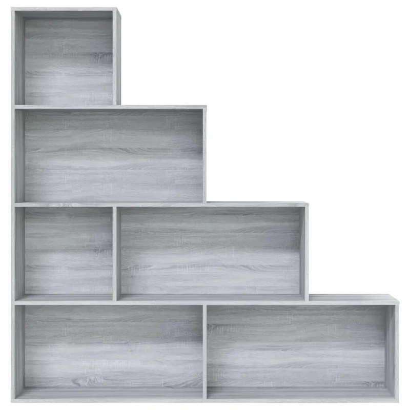 Etagère escalier en bois gris 6 cases