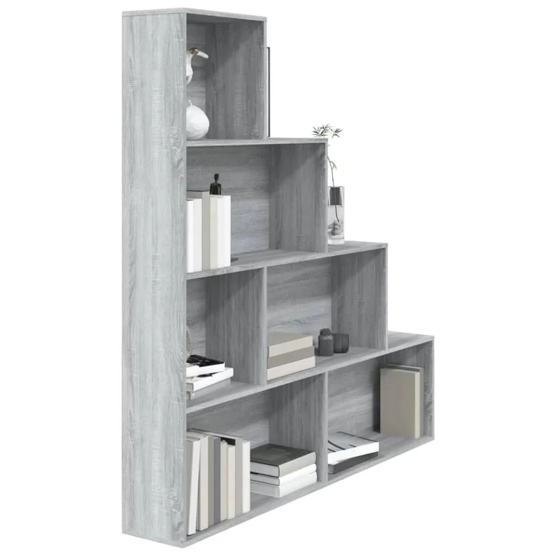 Etagère escalier en bois gris 6 cases