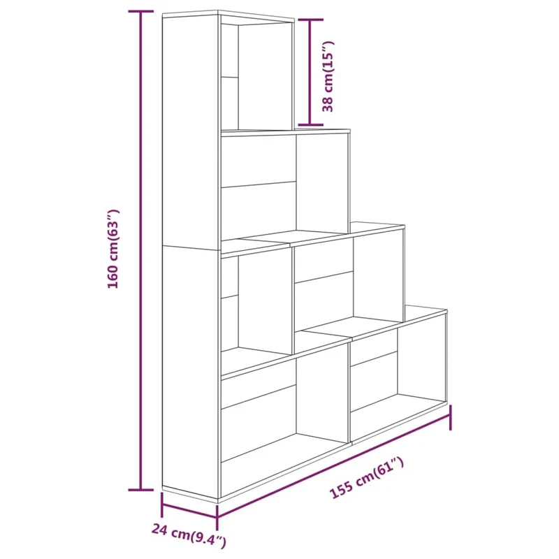 Etagère escalier en bois gris 6 cases