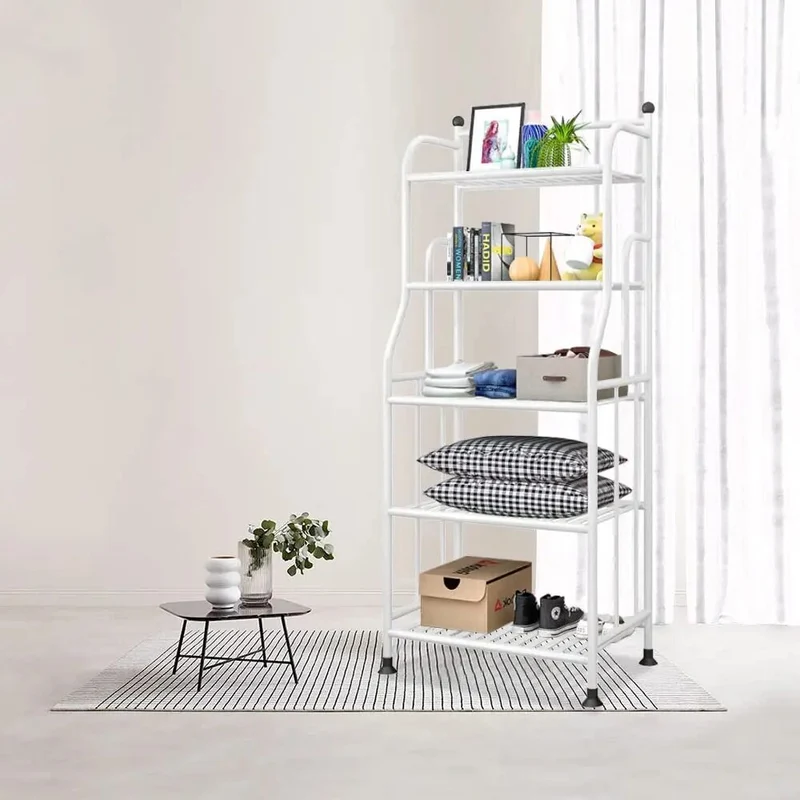 Meuble étagères de rangement en métal sur pieds
