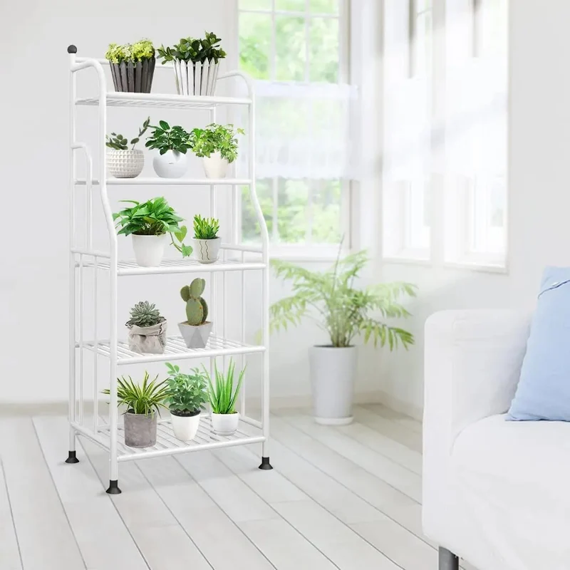 Meuble étagères de rangement en métal sur pieds