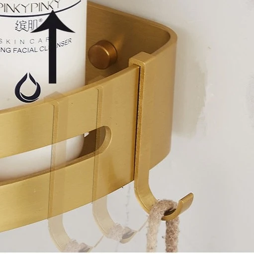 Etagère d'angle murale dorée pour salle de bain multi supports