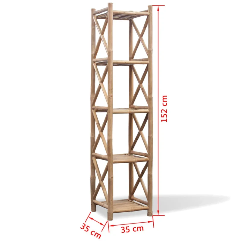 Etagère colonne 5 niveaux en bambou