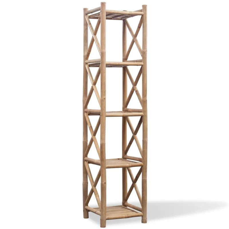 Etagère colonne 5 niveaux en bambou