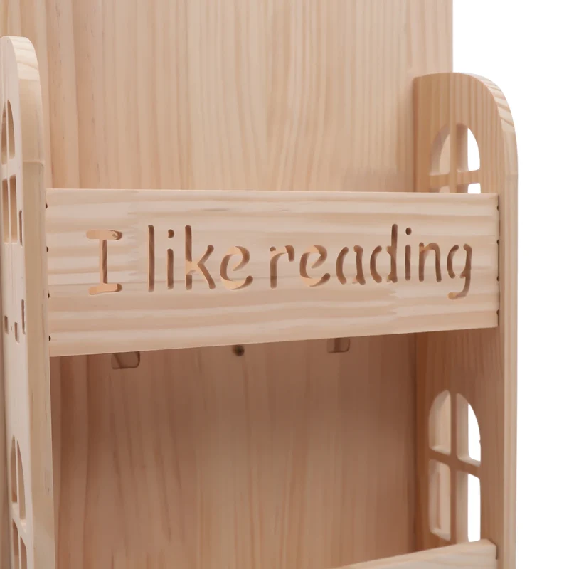 Bibliothèque rotative enfant en bois en forme de maison