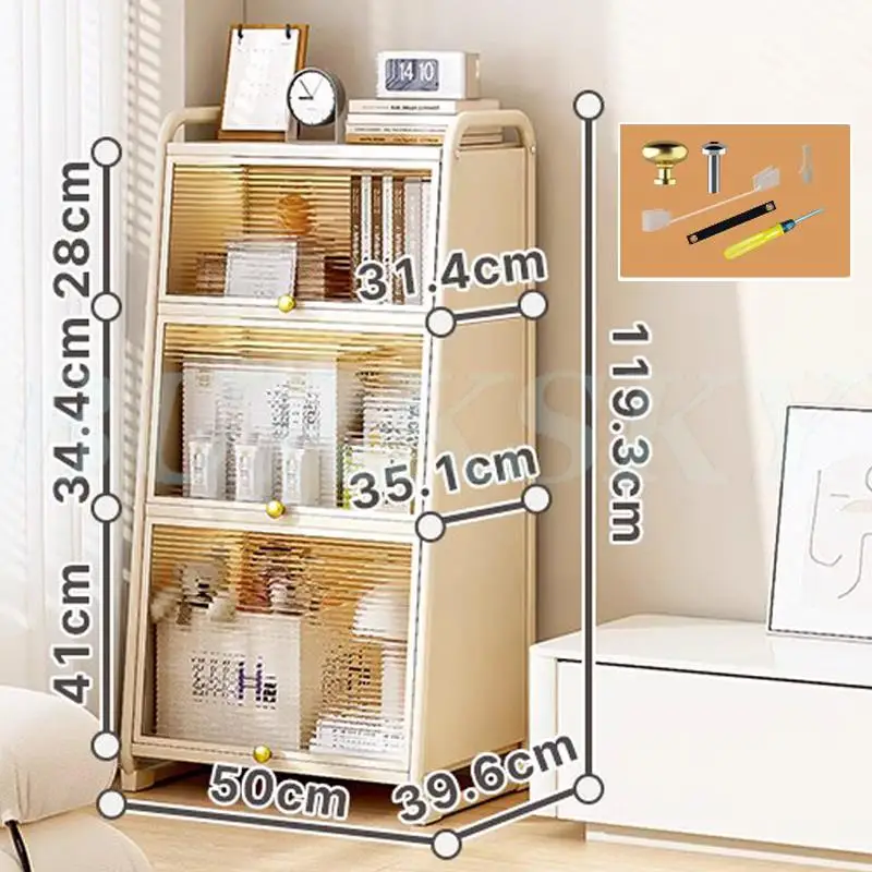 Meuble salle de bain de rangement blanc avec façade plexiglas