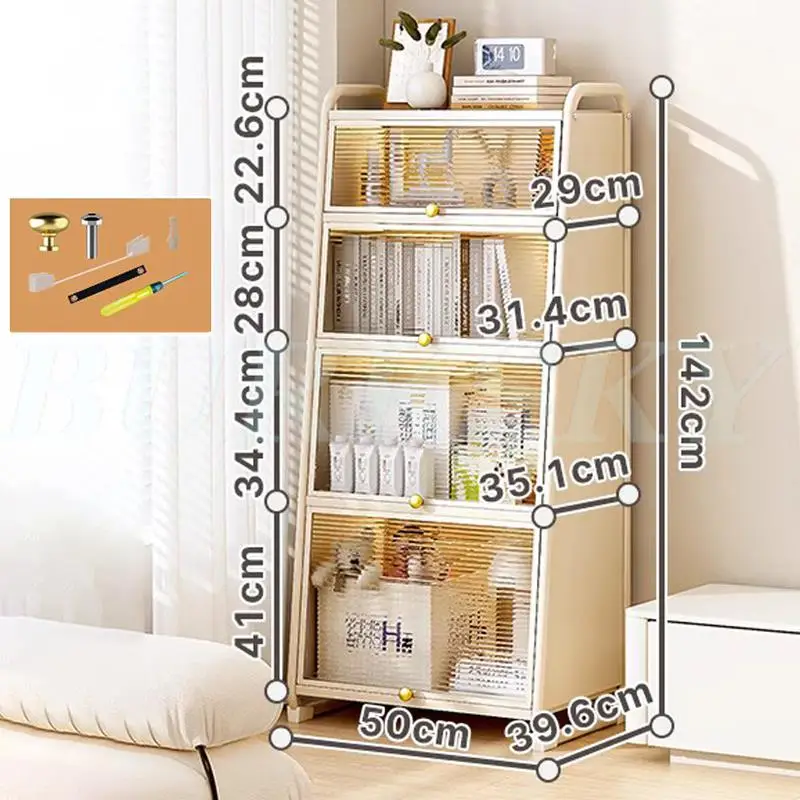 Meuble salle de bain de rangement blanc avec façade plexiglas
