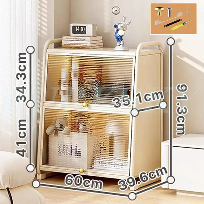 Meuble salle de bain de rangement blanc avec façade plexiglas
