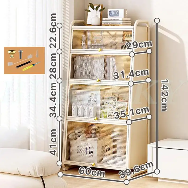 Meuble salle de bain de rangement blanc avec façade plexiglas