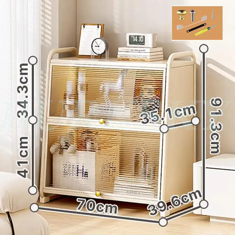 Meuble salle de bain de rangement blanc avec façade plexiglas